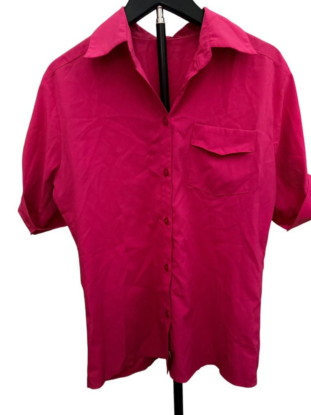 Bright Pink Short sleeve button-down shirt (M/used 2x)